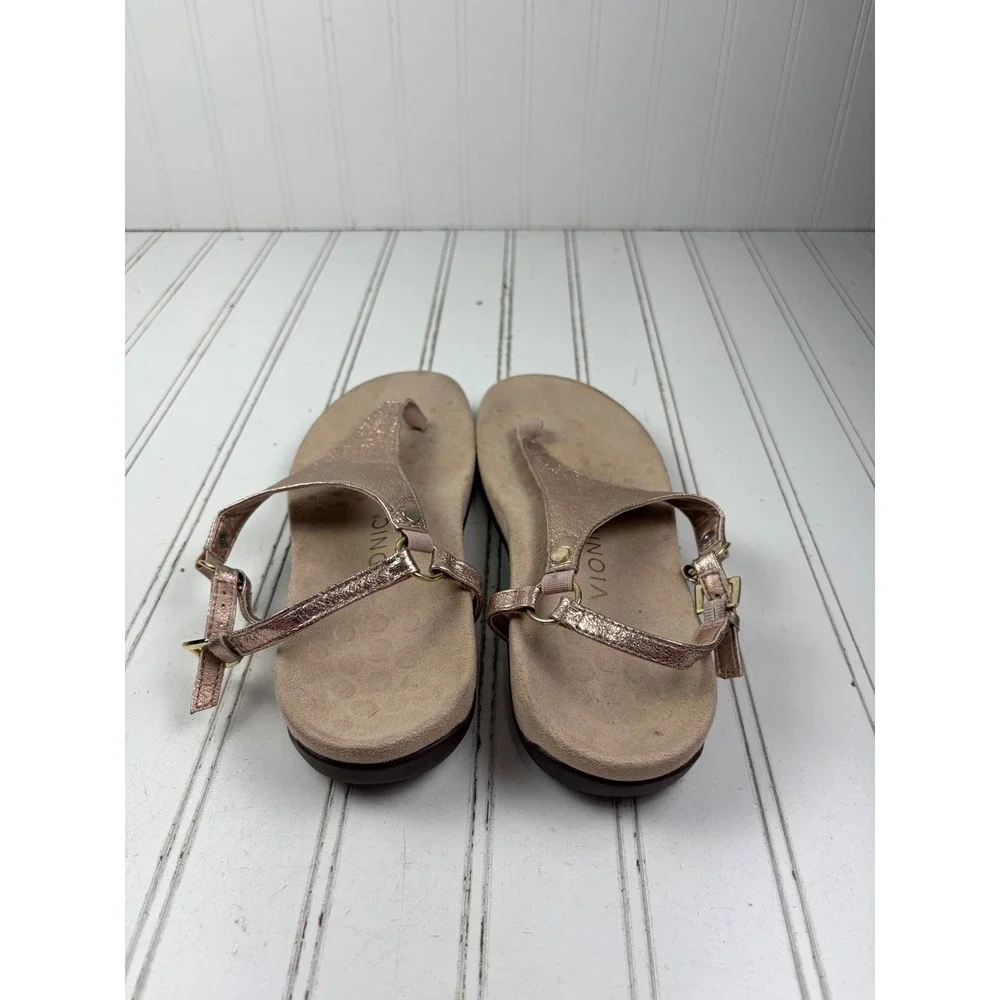 Vionic Kirra Rose Gold Metallic Leather Sandals Women's Size 7